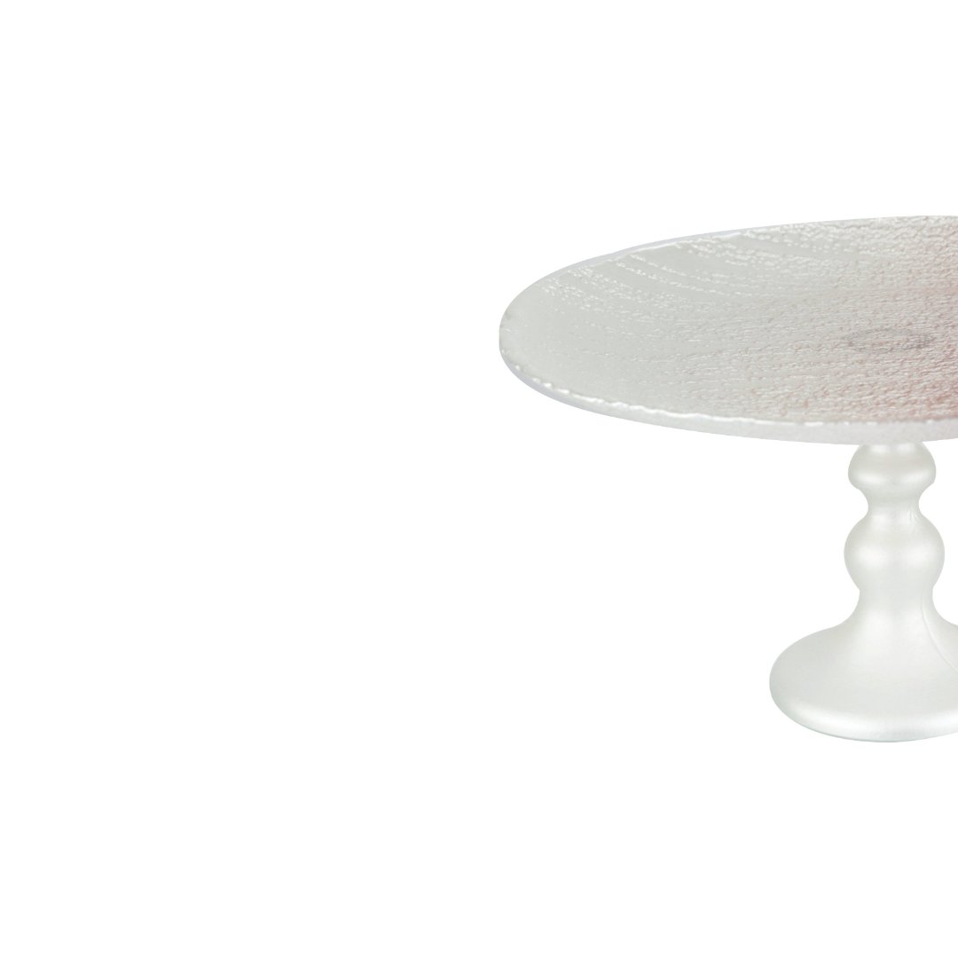 Fotografia para o produto Centro de mesa em vidro com pé 021,5xA10cm cor branco e rose