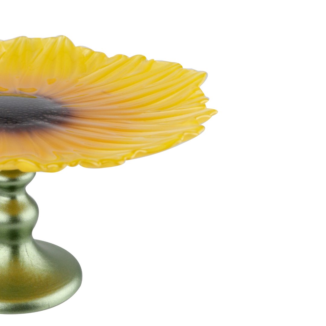 Fotografia para o produto Centro de mesa em vidro com pé 022xA10cm cor amarelo e marrom