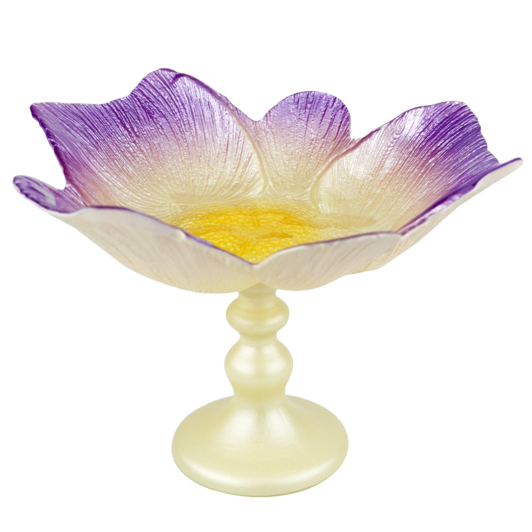 Imagem ilustrativa para Centro de mesa em vidro com pé 26xA16,5cm cor lilás e marrom