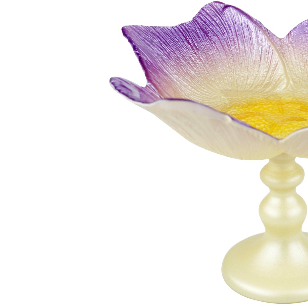 Fotografia para o produto Centro de mesa em vidro com pé 026xA16,5cm cor lilás e marrom