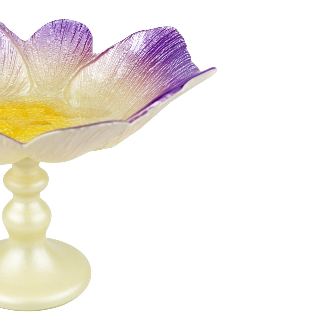 Fotografia para o produto Centro de mesa em vidro com pé 026xA16,5cm cor lilás e marrom