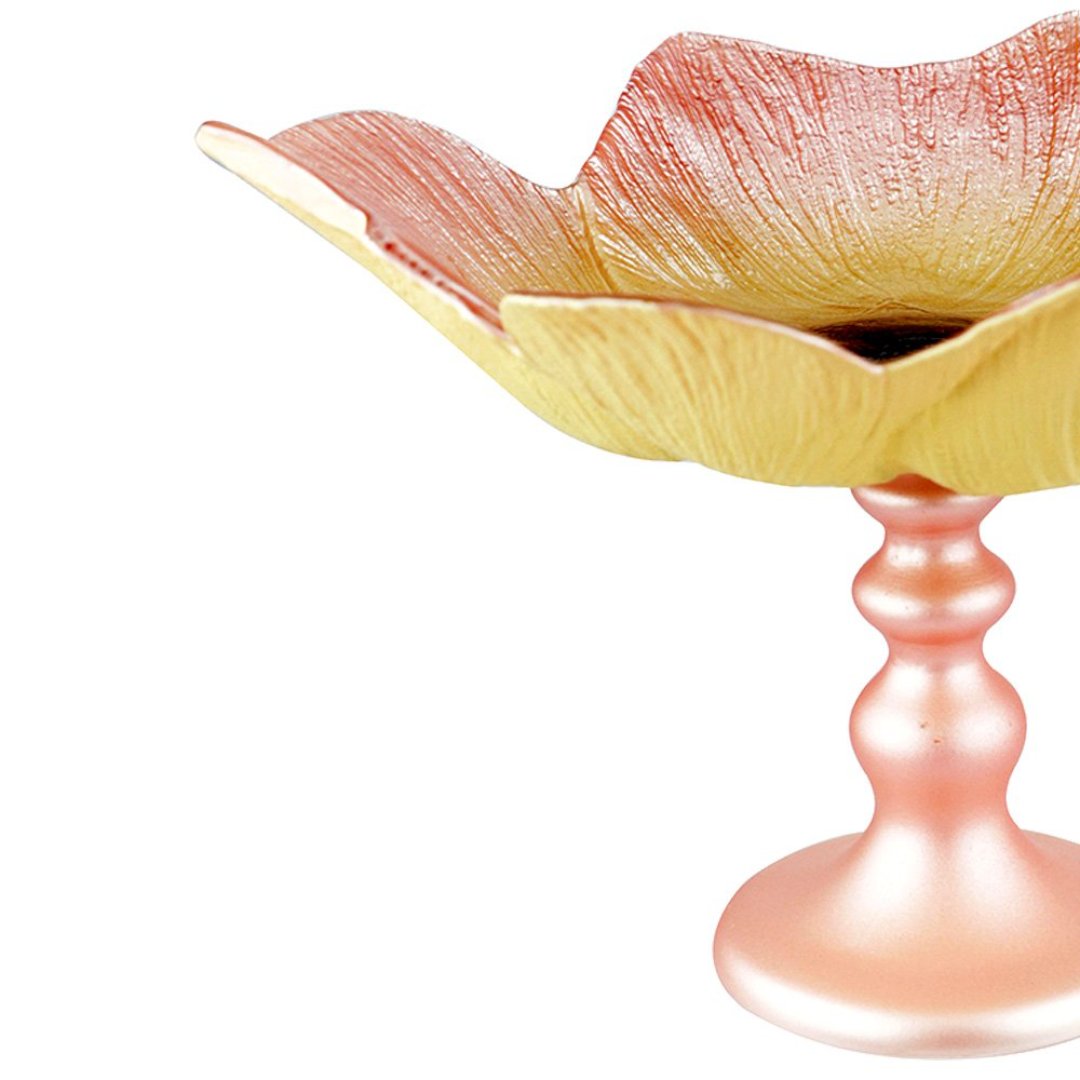 Fotografia para o produto Centro de mesa em vidro com pé 026xA16,5cm rosa e marrom