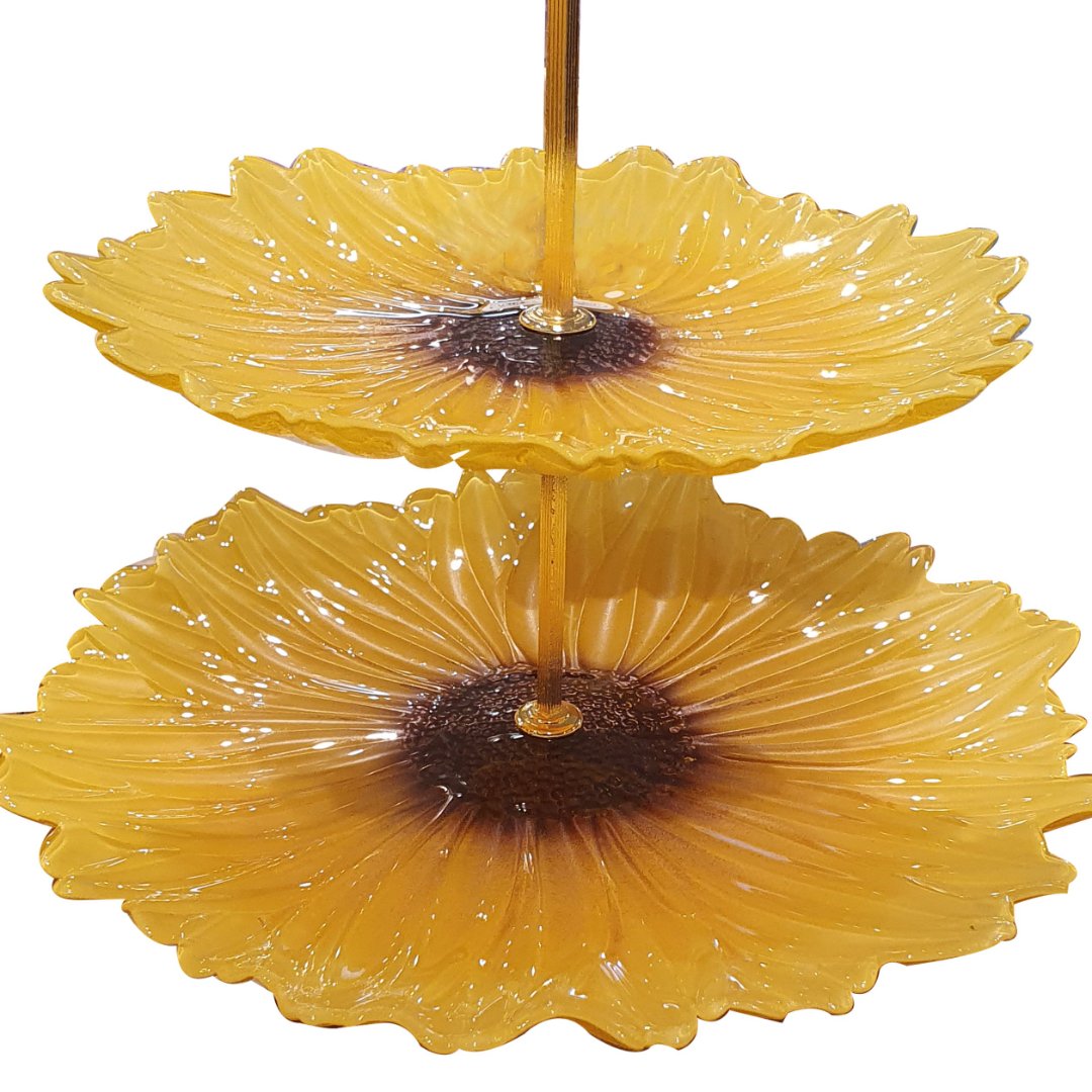 Fotografia para o produto Centro de mesa em vidro com pé 028,5xA26cm cor amarelo e marrom