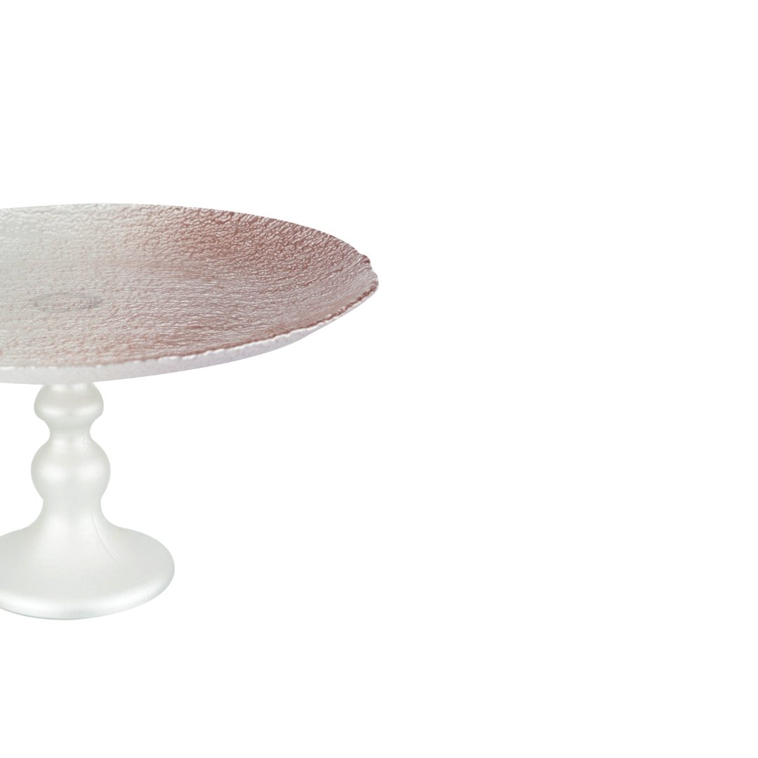 Fotografia para o produto Centro de mesa em vidro com pé 029xA14,5cm cor branco e rose