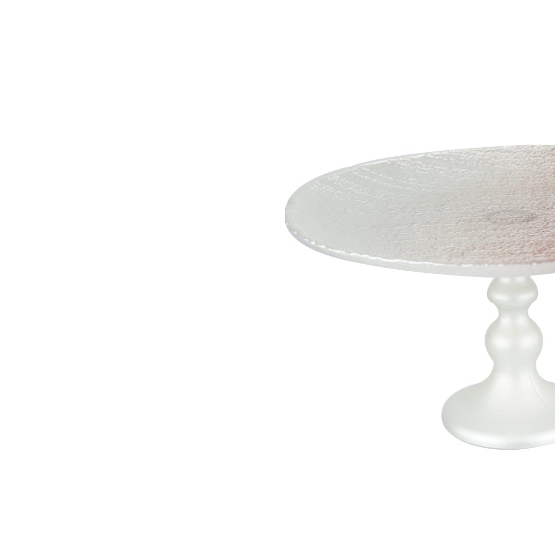 Fotografia para o produto Centro de mesa em vidro com pé 029xA14,5cm cor branco e rose