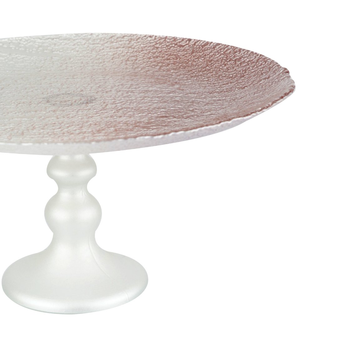 Fotografia para o produto Centro de mesa em vidro com pé 031,5xA14cm cor branco e rose