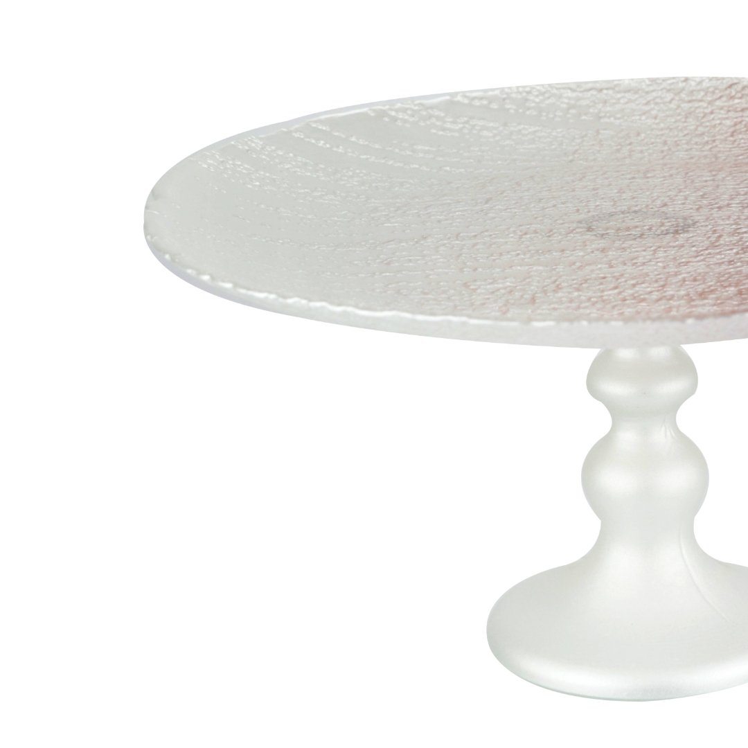 Fotografia para o produto Centro de mesa em vidro com pé 031,5xA14cm cor branco e rose