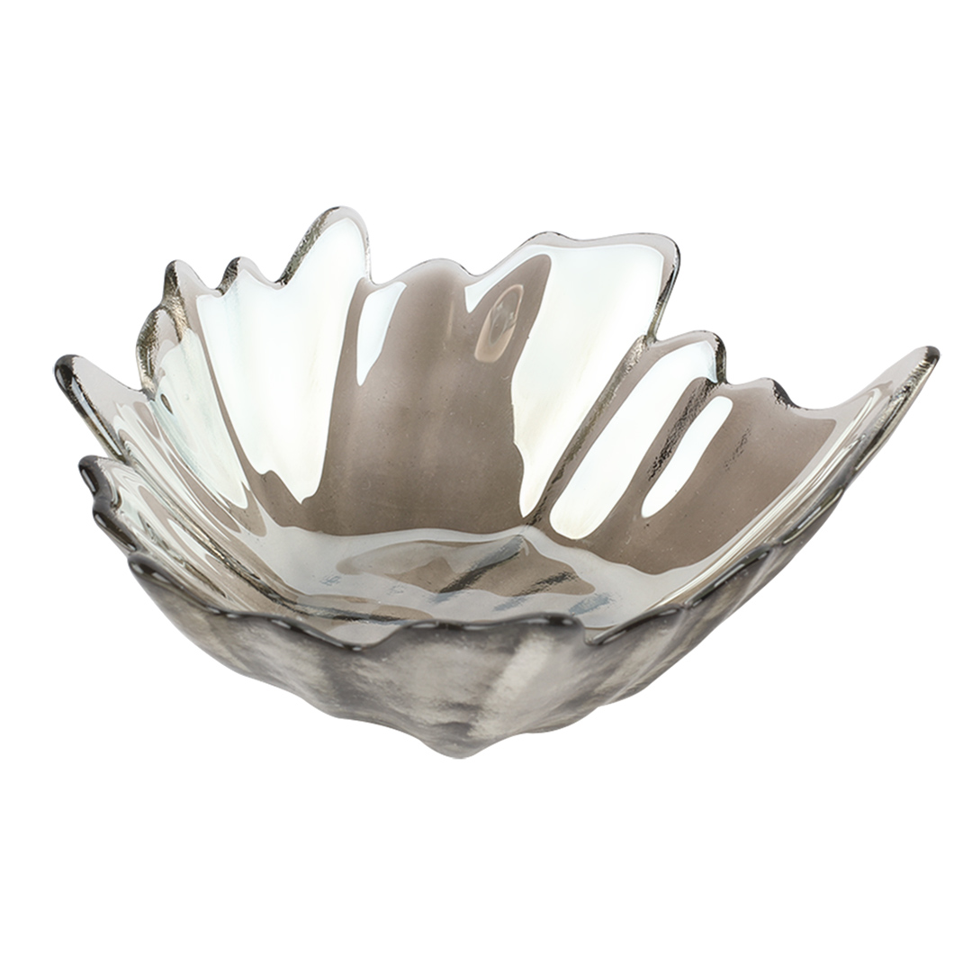 Imagem ilustrativa para Centro de mesa Folha em vidro 220ml L15xP15xA5cm cor fumê luster