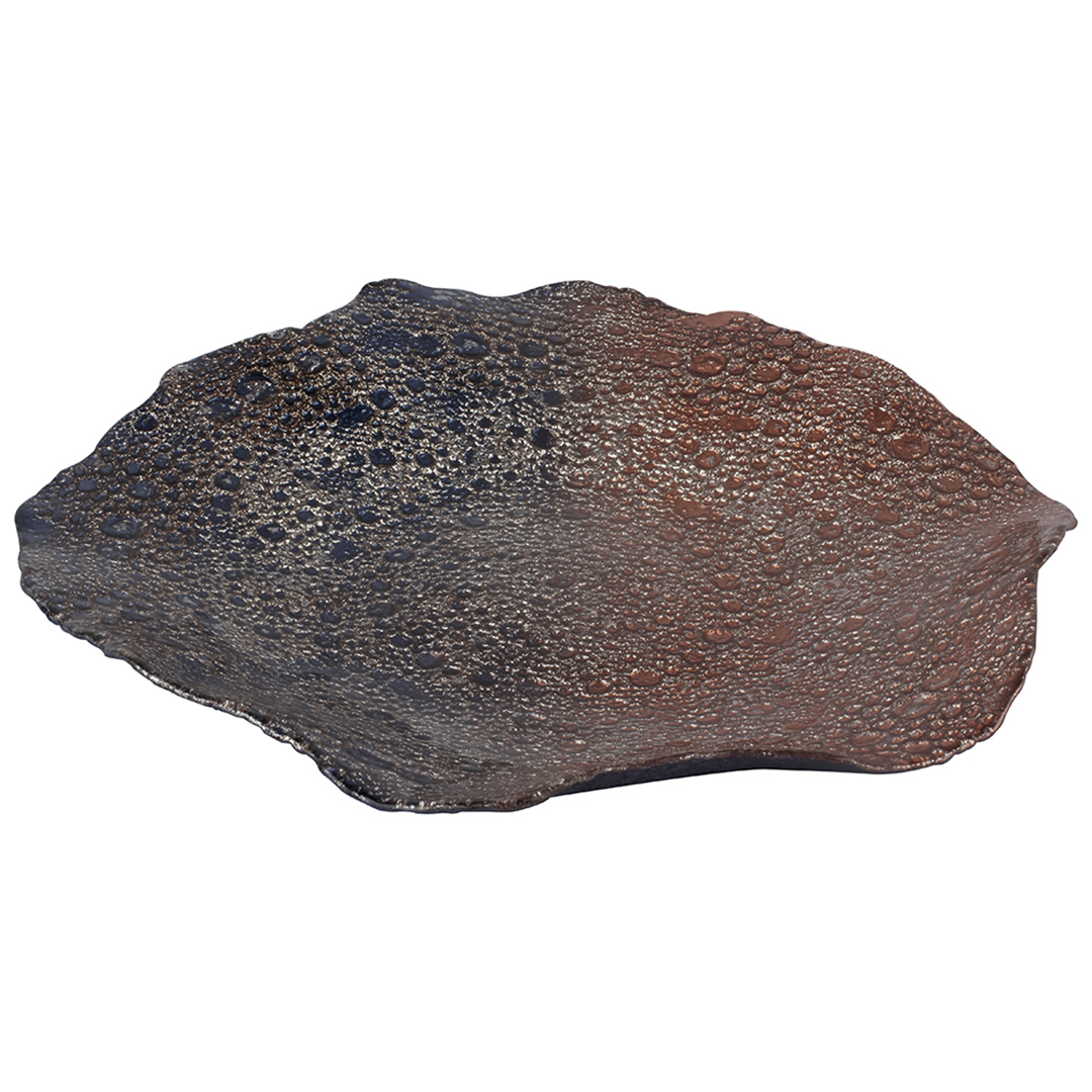 Fotografia para o produto Centro de mesa pedra em vidro L27xP27xA4cm cor marrom e azul