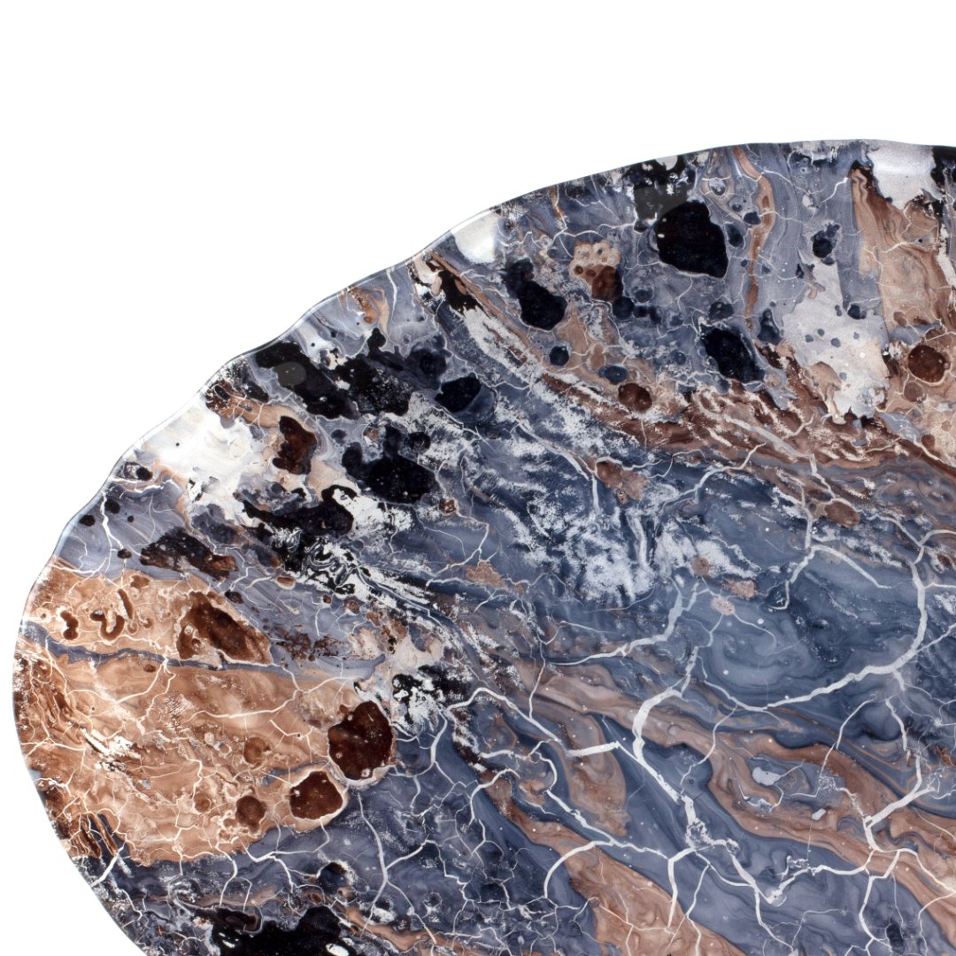 Fotografia para o produto Centro de mesa em vidro L32xP24xA3cm cor azul