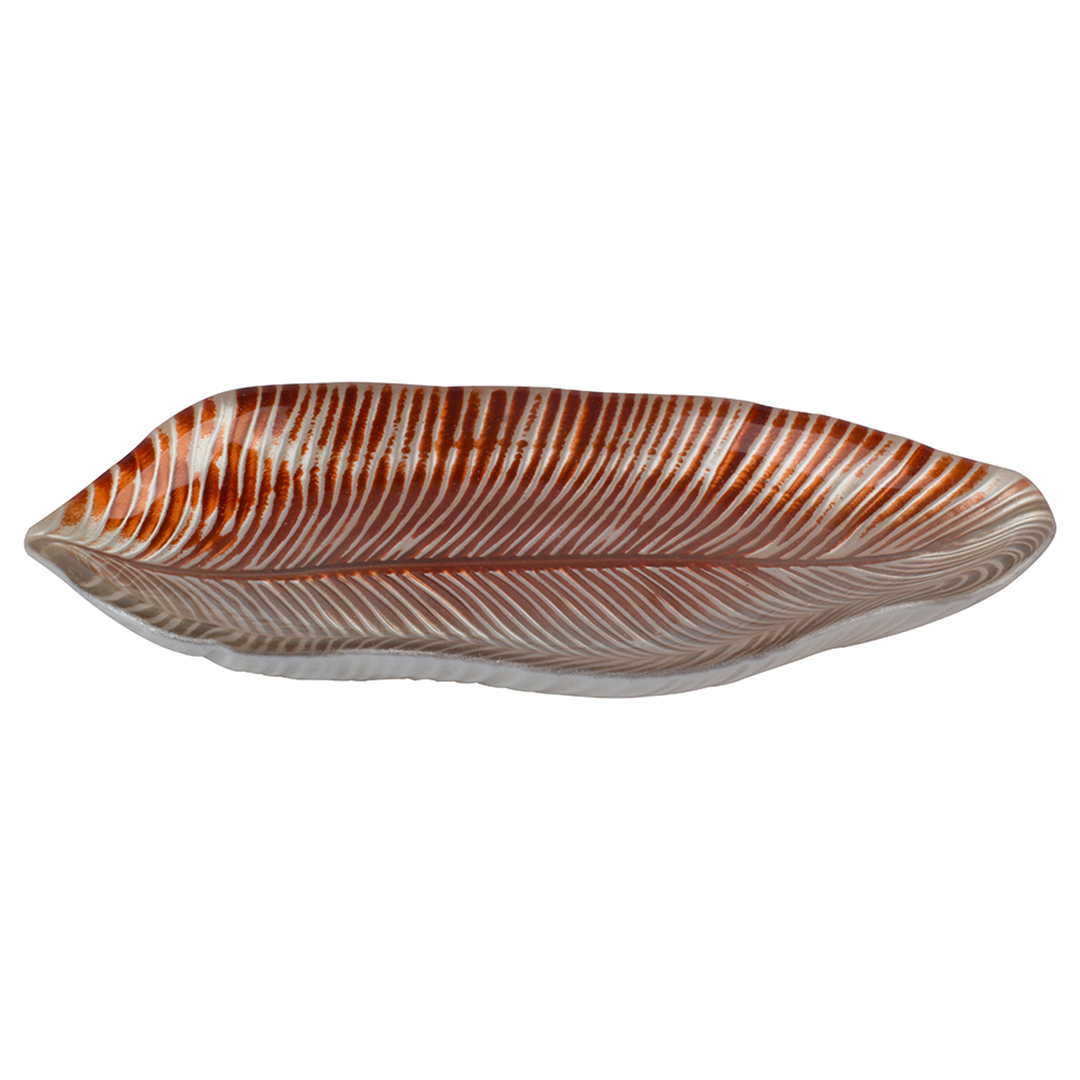 Fotografia para o produto Centro de mesa em vidro L36xP15,5xA3,5cm cor verde e marrom