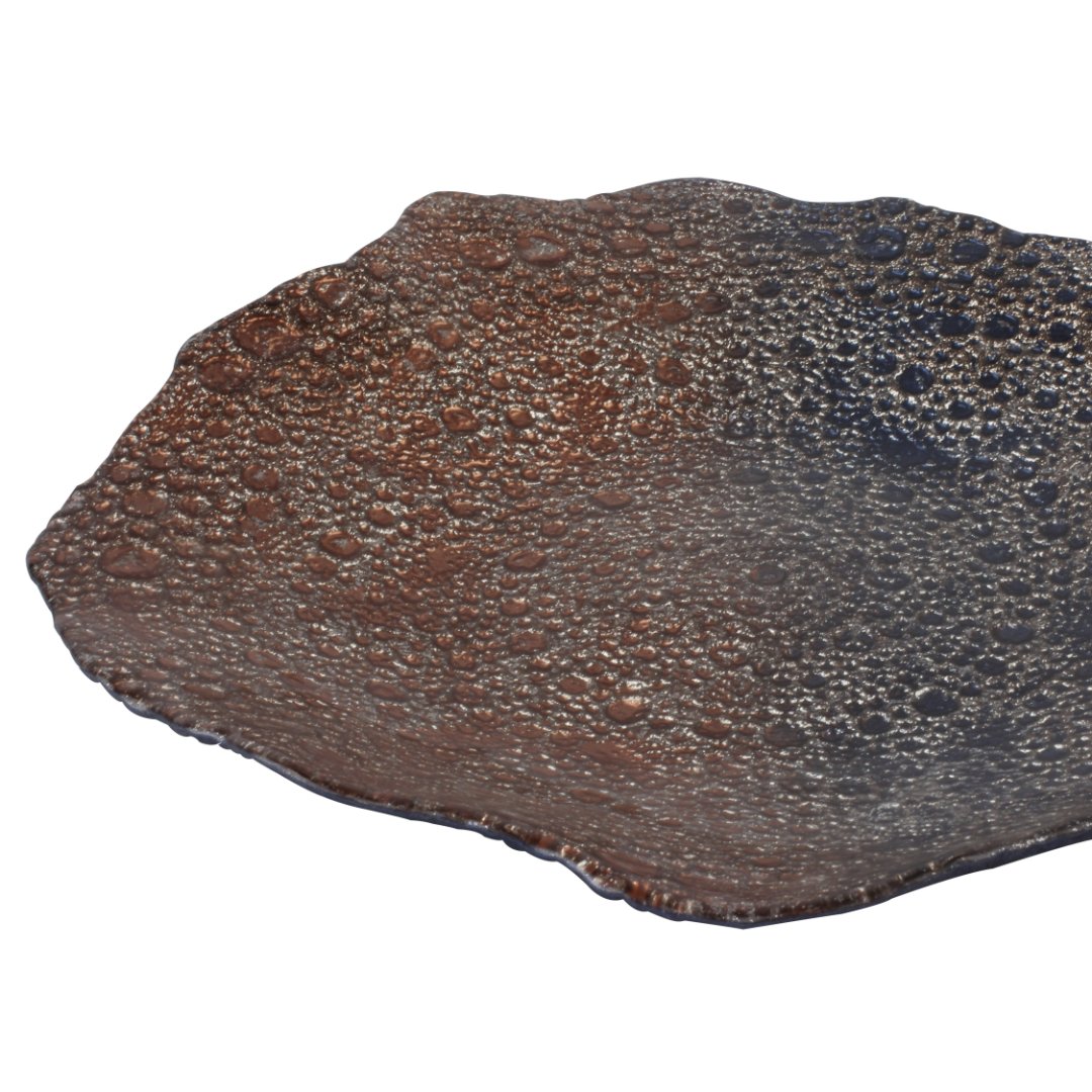 Fotografia para o produto Centro de mesa pedra em vidro L32xP32xA5,5cm cor marrom e azul