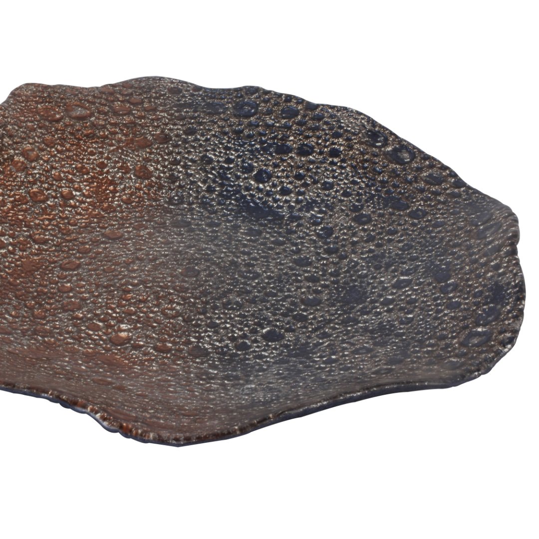 Fotografia para o produto Centro de mesa pedra em vidro L32xP32xA5,5cm cor marrom e azul