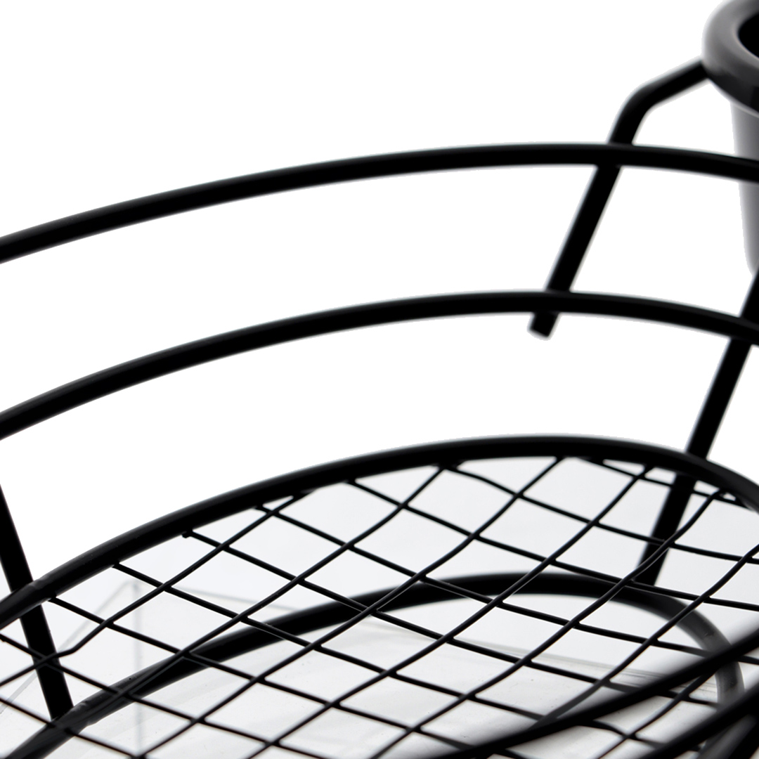 Fotografia para o produto Cesta oval em aço inox com 2 molheiras em melamina L34,5xP15xA6cm