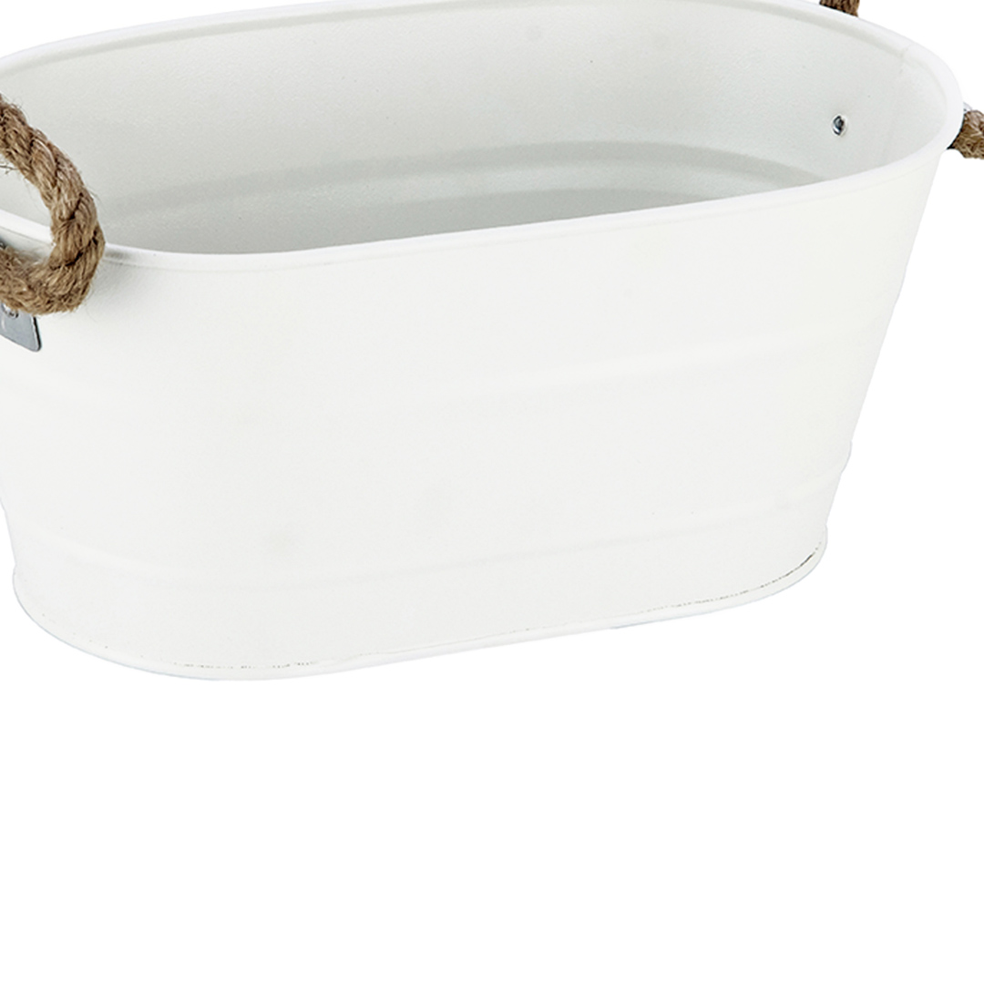 Fotografia para o produto Cesta oval em metal com alça em corda L24xP14xA11cm