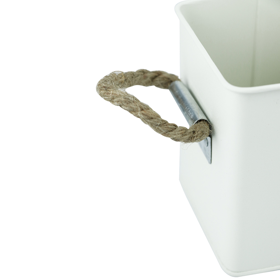 Fotografia para o produto Cesta quadrada em metal com alça em corda L12xP12xA13,5cm