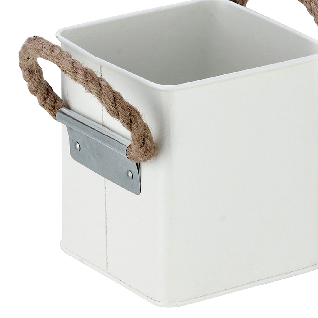 Fotografia para o produto Cesta quadrada em metal com alça em corda L12xP12xA13,5cm