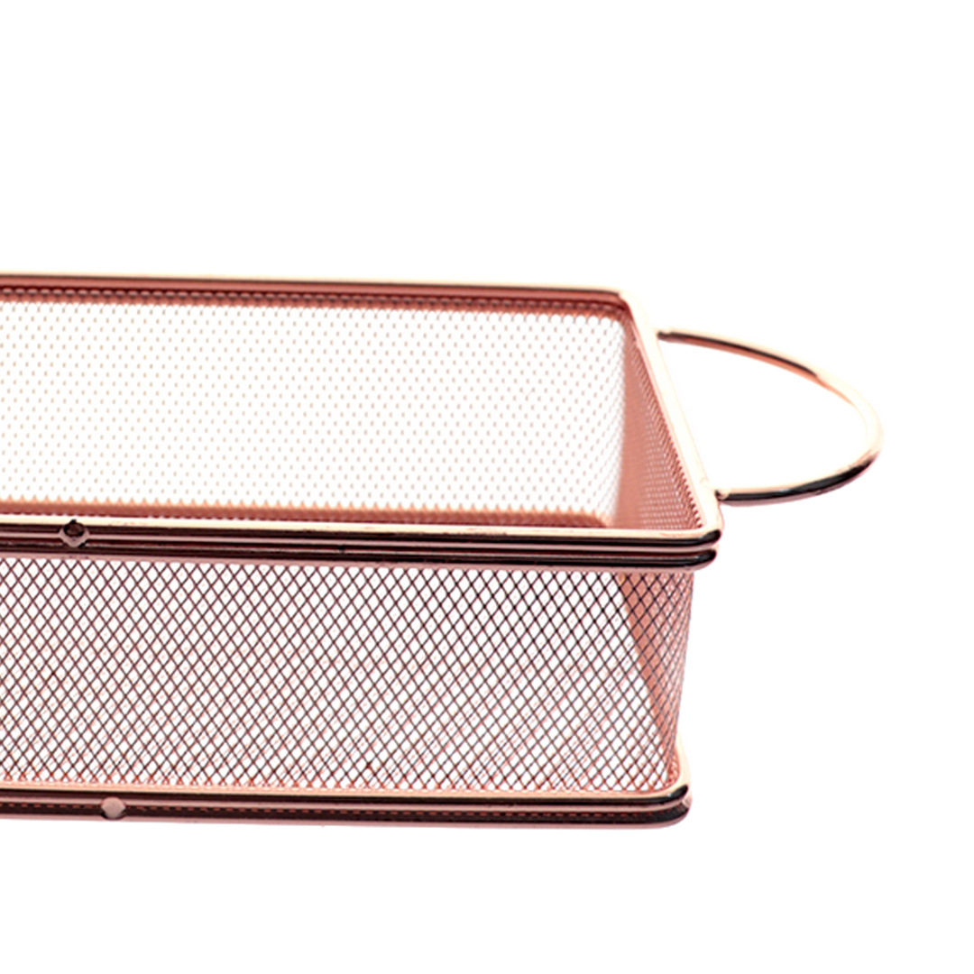 Fotografia para o produto Cesta retangular para alimentos em aço inox L21xP11xA6cm cor rosé