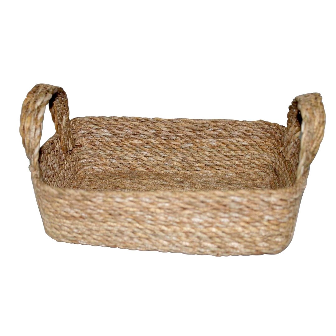 Imagem ilustrativa para Cesta retangular em fibra natural com alça P18xL25xA7cm