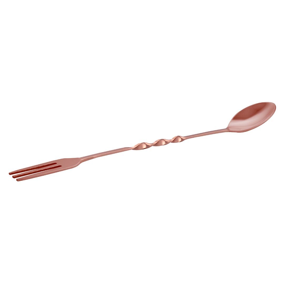 Imagem ilustrativa para Colher bailarina em aço inox com garfo tridente A23cm cobre