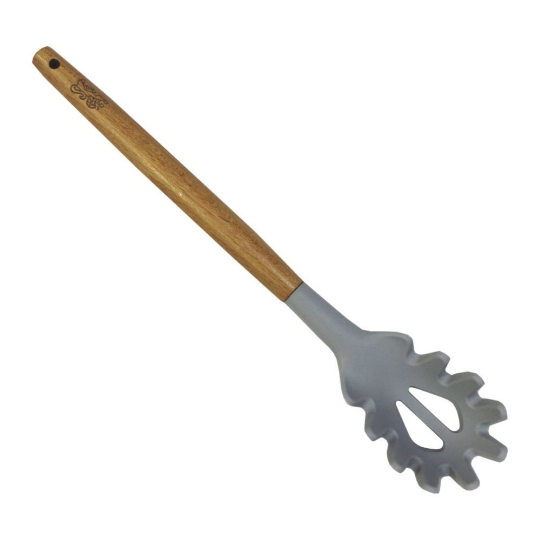 Imagem ilustrativa para Colher de espaguete em silicone com cabo em madeira A31cm cinza