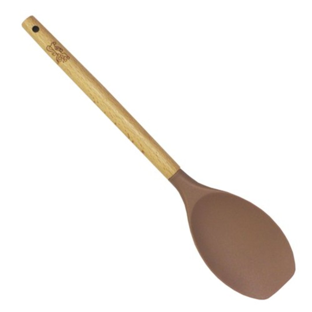 Fotografia para o produto Colher espátula de silicone com cabo em madeira A31,5cm mocha mousse