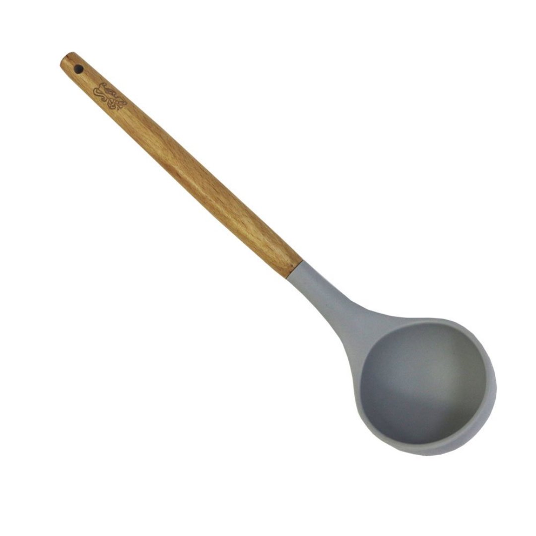 Imagem ilustrativa para Concha de silicone com cabo em madeira de faia A30,5cm cinza