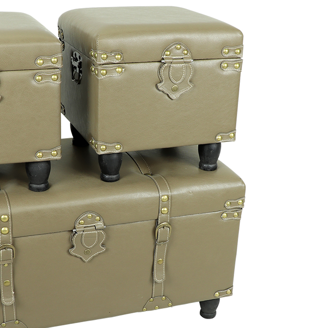 Fotografia para o produto Conjunto de 3 baús em couro ecológico L80xP40xA35cm/L35xP35xA26cm/L35xP35xA26cm