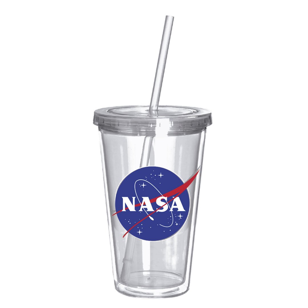 Fotografia para o produto Copo em plástico NASA com canudo e parede dupla 500ml