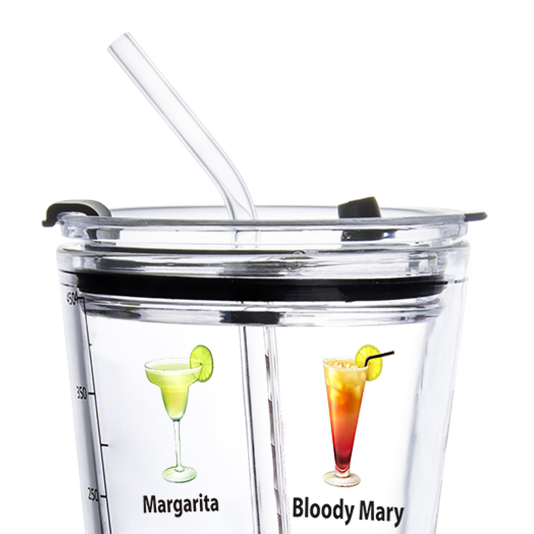 Fotografia para o produto Coqueteleira com canudo em vidro 455ml D8,8xA15,3cm