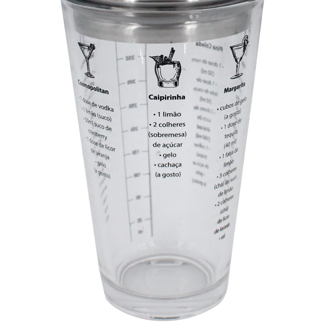 Fotografia para o produto Coqueteleira em vidro com tampa aço inox 450ml 08,9xA22cm