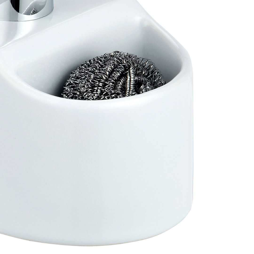 Fotografia para o produto Dispenser para detergente em cerâmica com esponja L11xP9,5xA14cm cor branca