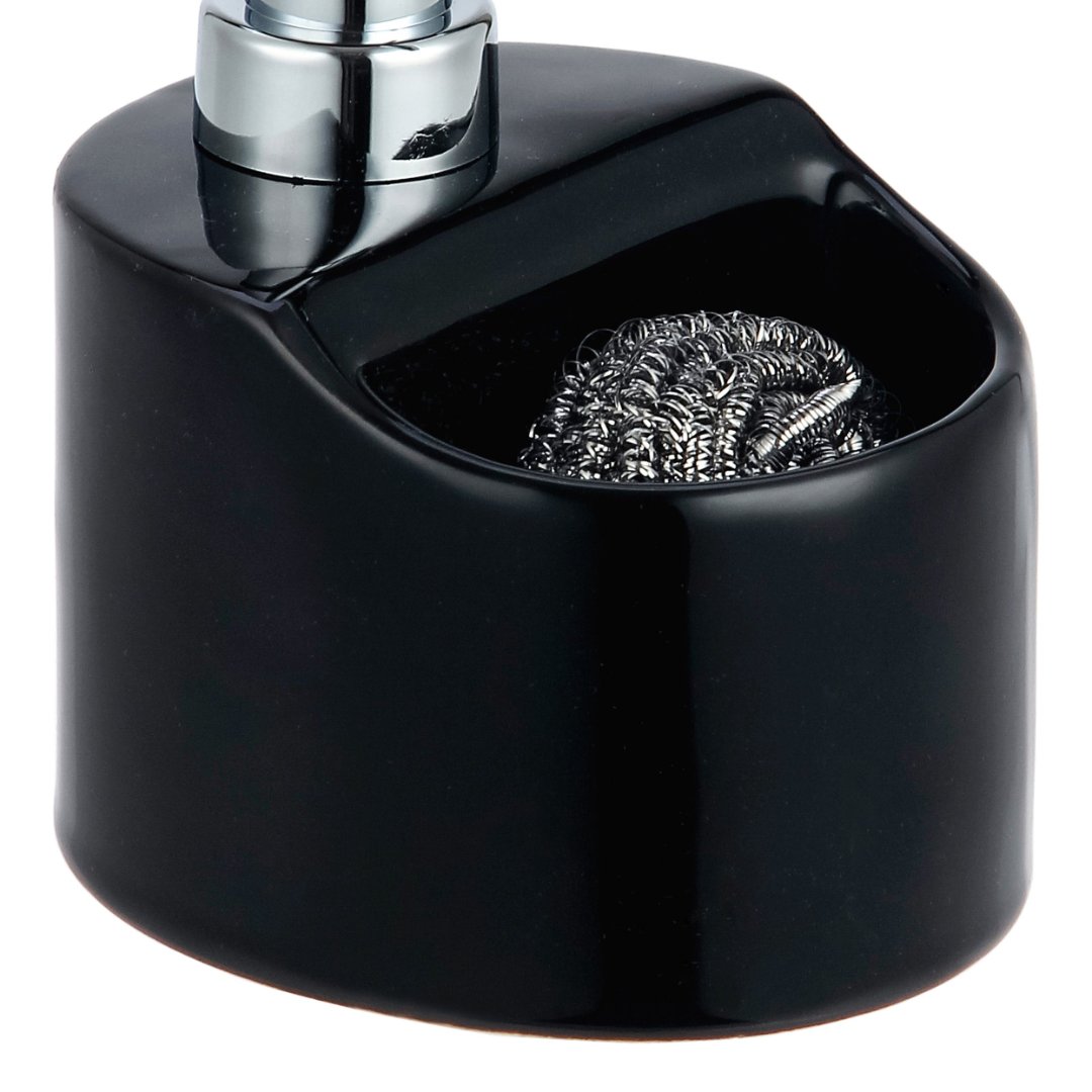 Fotografia para o produto Dispenser para detergente em cerâmica com esponja L11xP9,5xA14cm cor preta