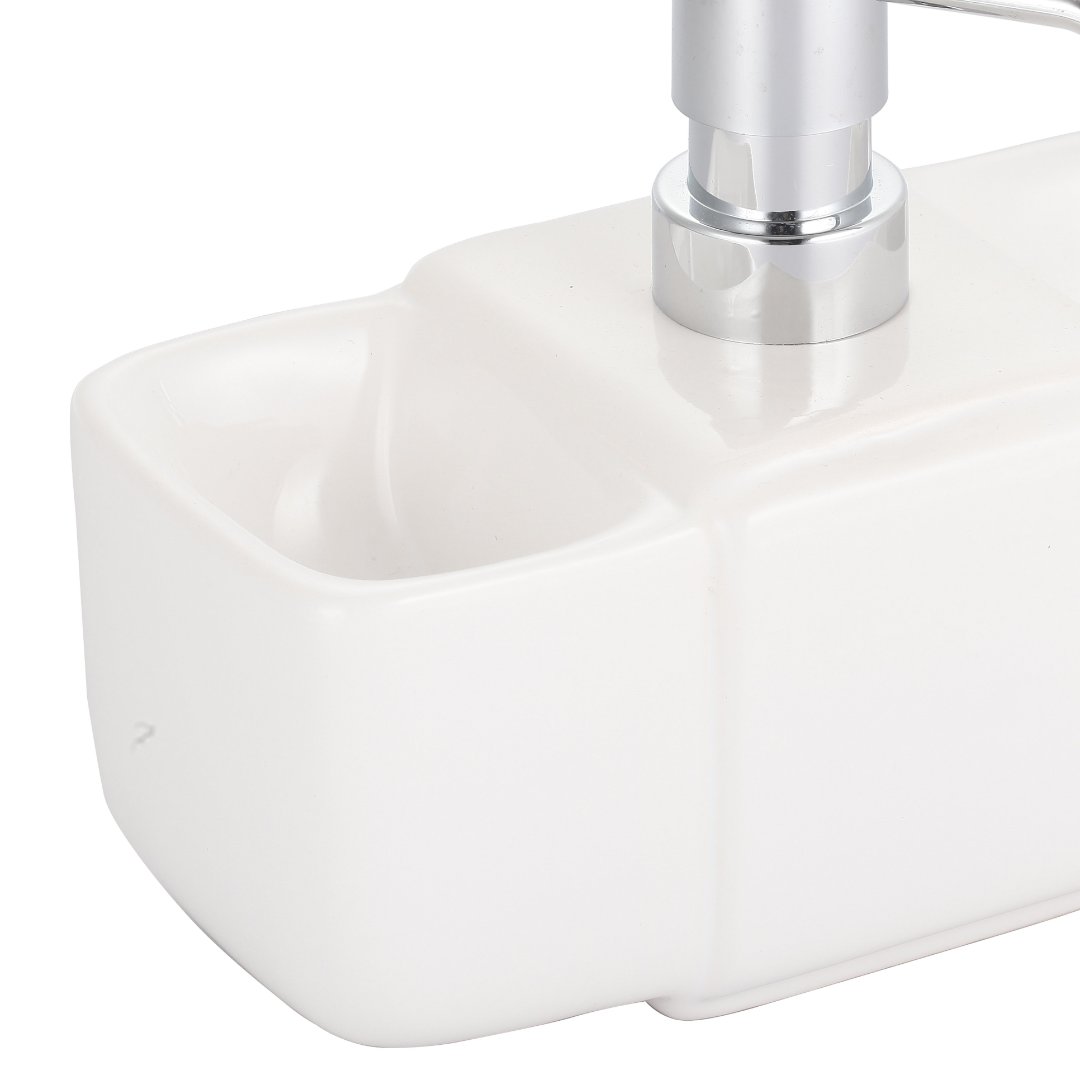Fotografia para o produto Dispenser para detergente, esponja e sabão em cerâmica L17,5xP8,5xA14cm cor branca