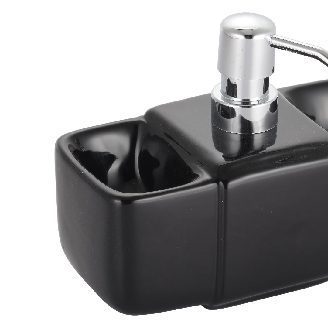 Fotografia para o produto Dispenser para detergente, esponja e sabão em cerâmica L17,5xP8,5xA14cm cor preta