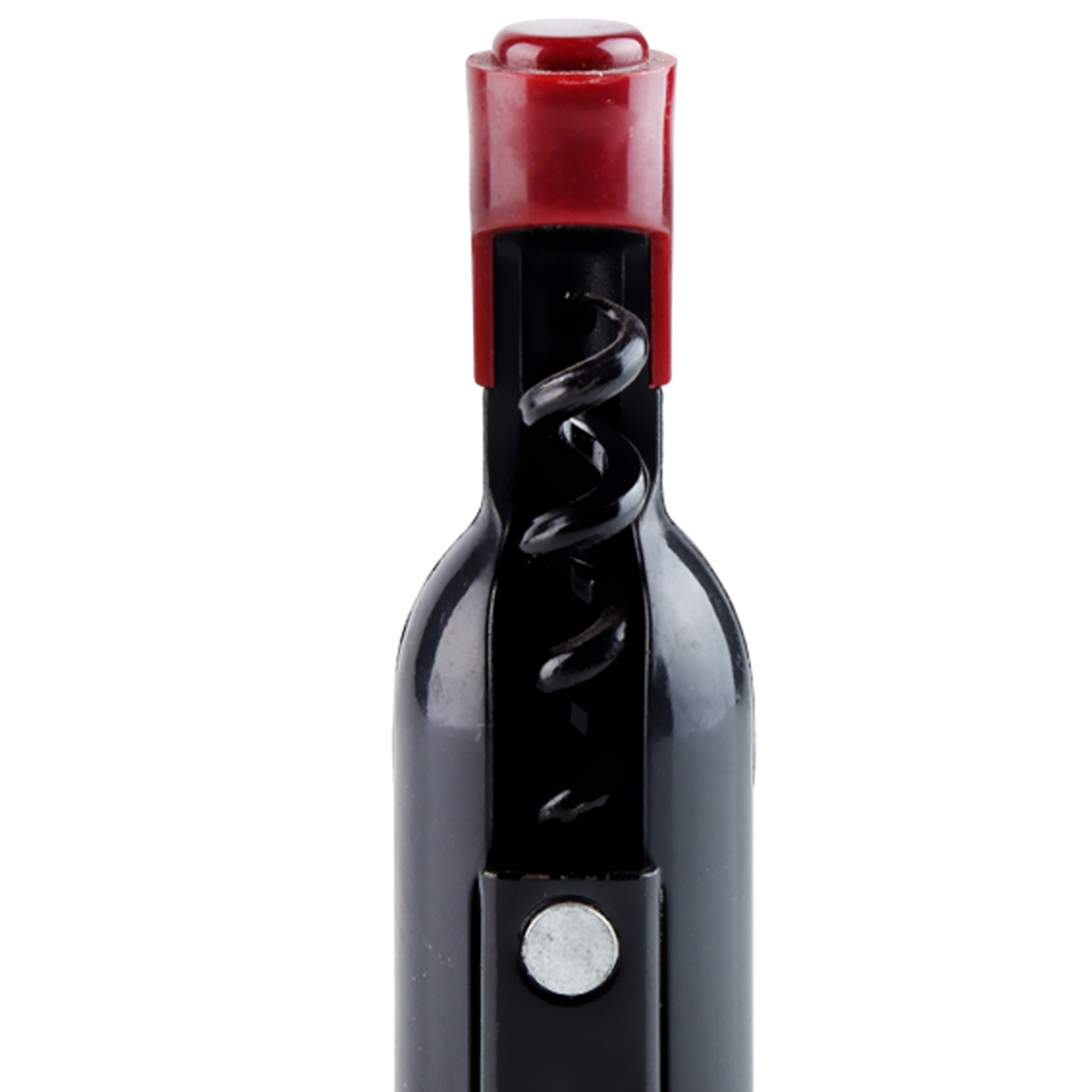 Fotografia para o produto Display de 12 saca-rolhas de garçom em forma de garrafa em aço inox e plástico 2,5x2,5x11,5cm