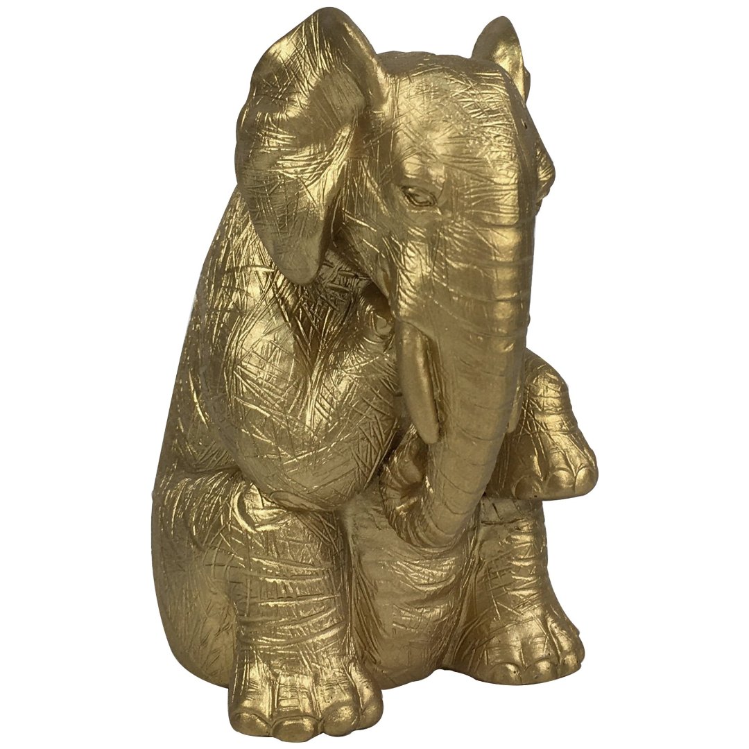 Imagem ilustrativa para Enfeite elefante em poliresina L10xP7,5xA12,5cm cor dourada