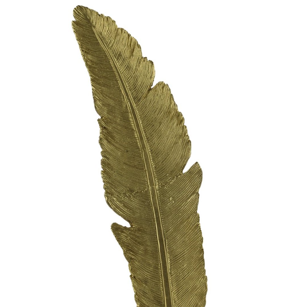 Fotografia para o produto Enfeite de pena em poliresina L6,5xP5xA34,5cm cor dourada