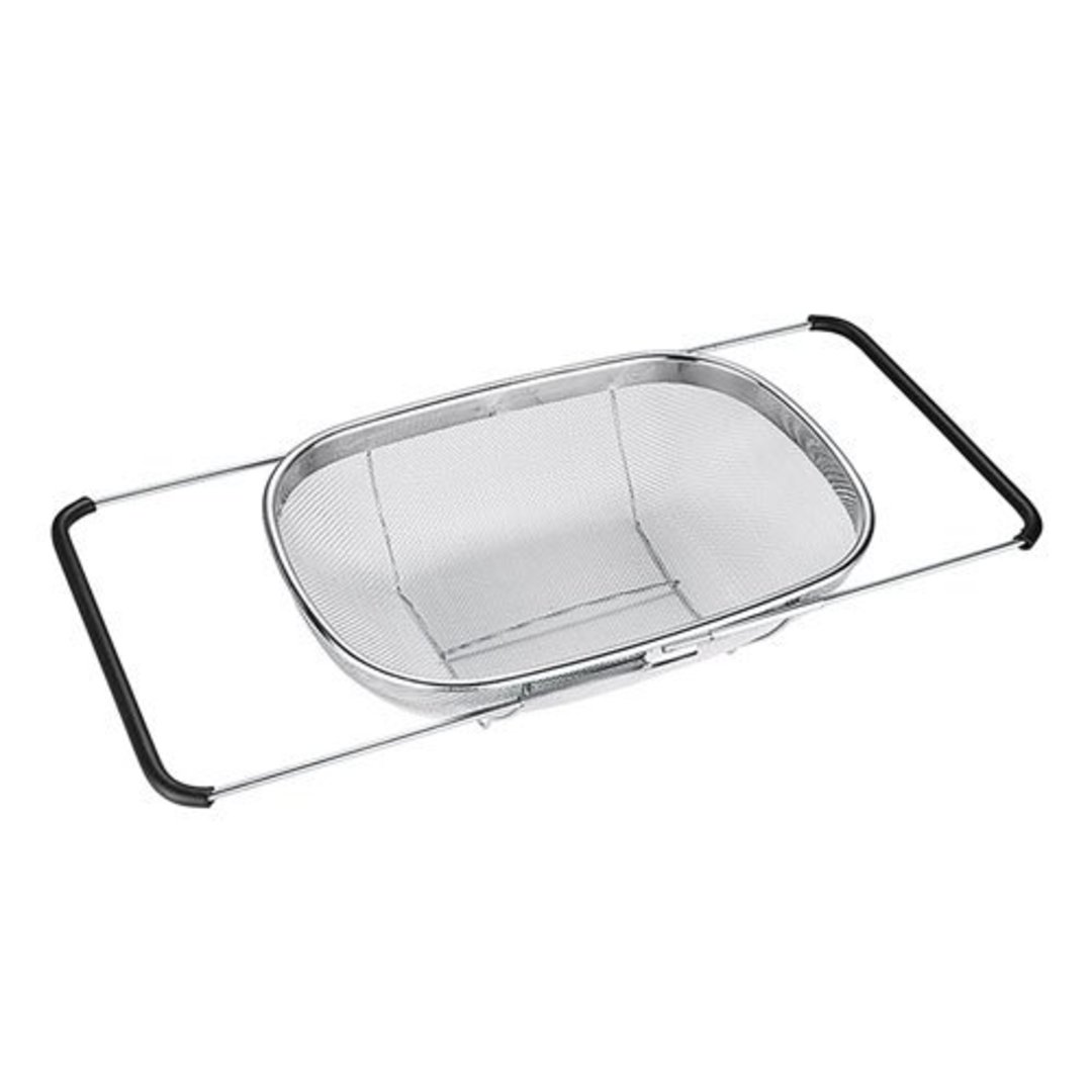 Imagem ilustrativa para Escorredor ajustável em aço inox com alça de silicone P34xL23,5xA9,8cm