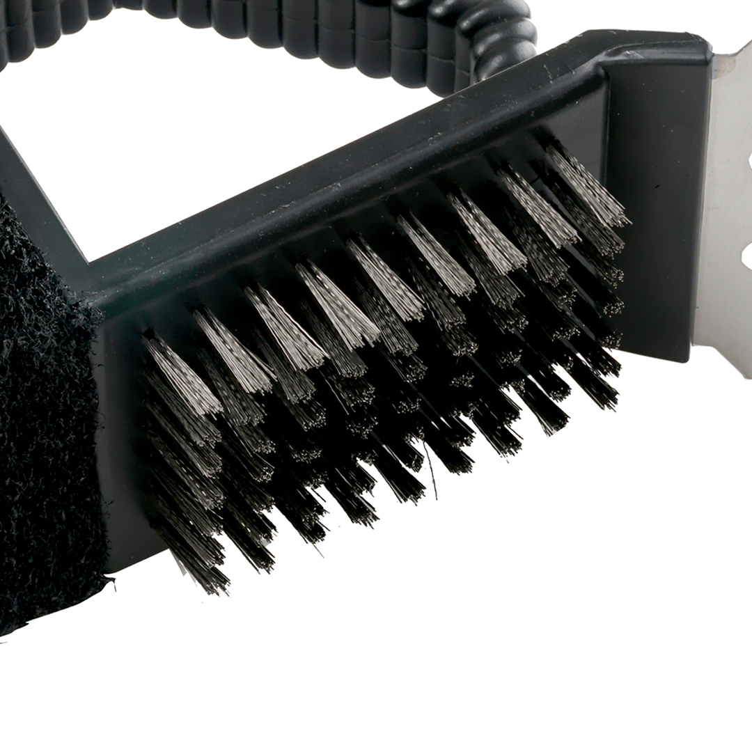 Fotografia para o produto Escova 3 em 1 para churrasqueira em aço e plástico A15cm