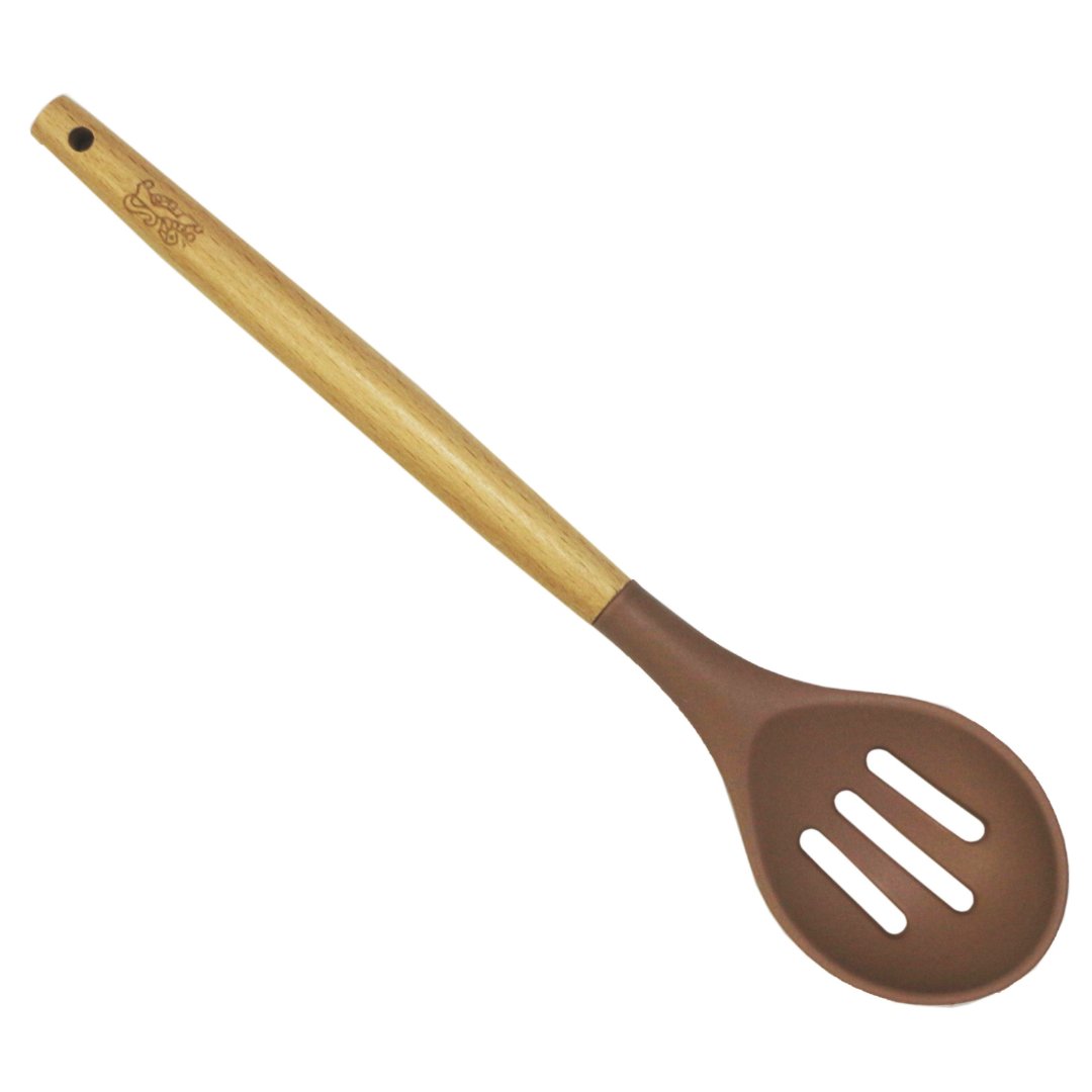 Fotografia para o produto Escumadeira de silicone com cabo em madeira A31,5cm mocha mousse