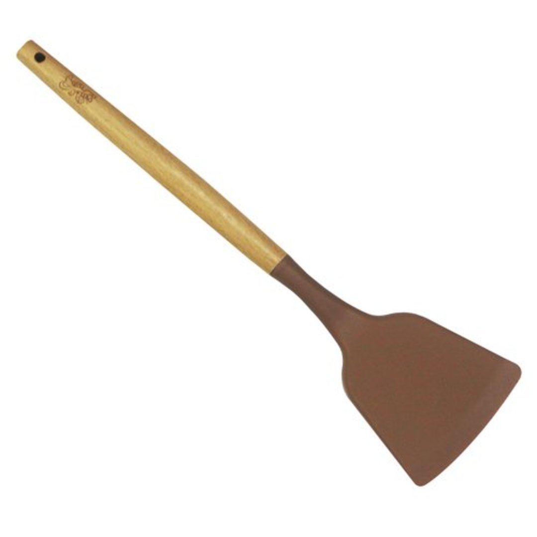 Fotografia para o produto Espátula reta de silicone com cabo em madeira A32cm mocha mousse