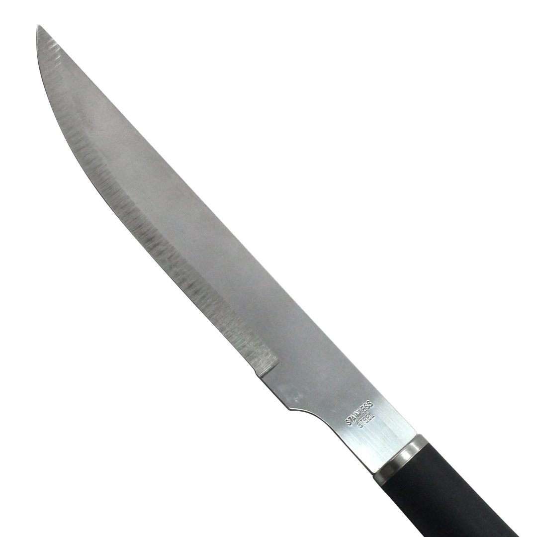 Fotografia para o produto Faca para churrasco em aço inox 1,5mm com cabo em plástico A37,6cm cor preta