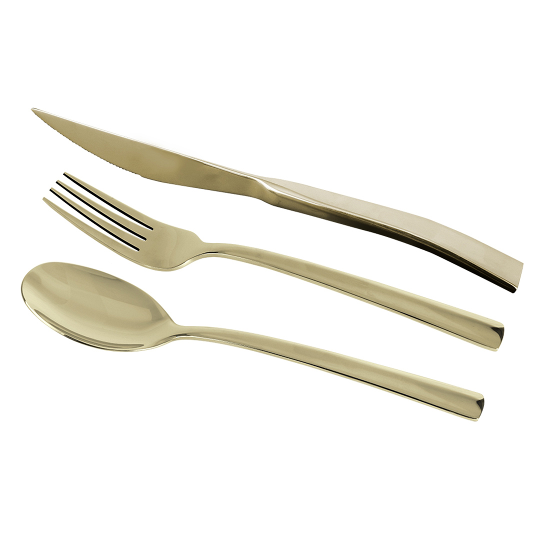 Imagem ilustrativa para Faqueiro em aço inox 101 peças cor champanhe