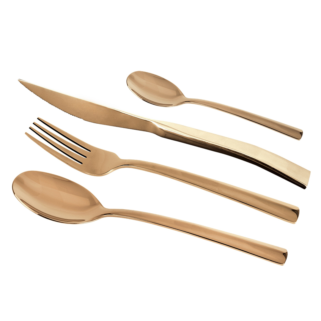 Imagem ilustrativa para Faqueiro em aço inox 24 peças cor cobre