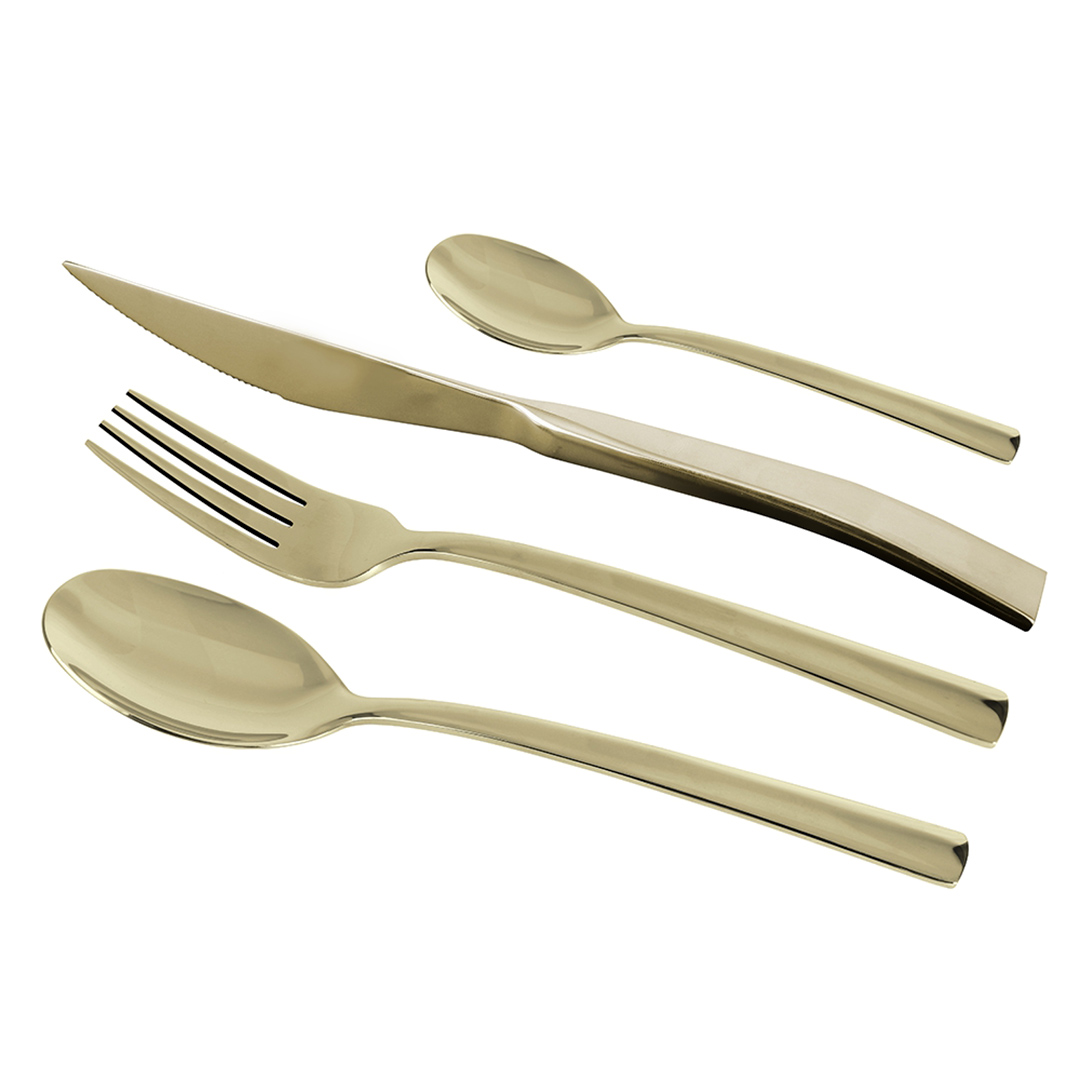 Imagem ilustrativa para Faqueiro em aço inox 24 peças champanhe