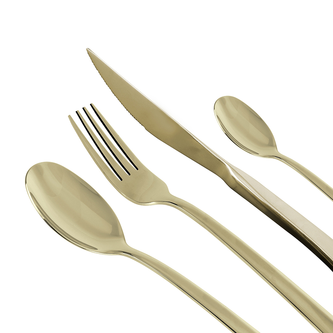 Fotografia para o produto Faqueiro 24 peças em aço inox cor champagne