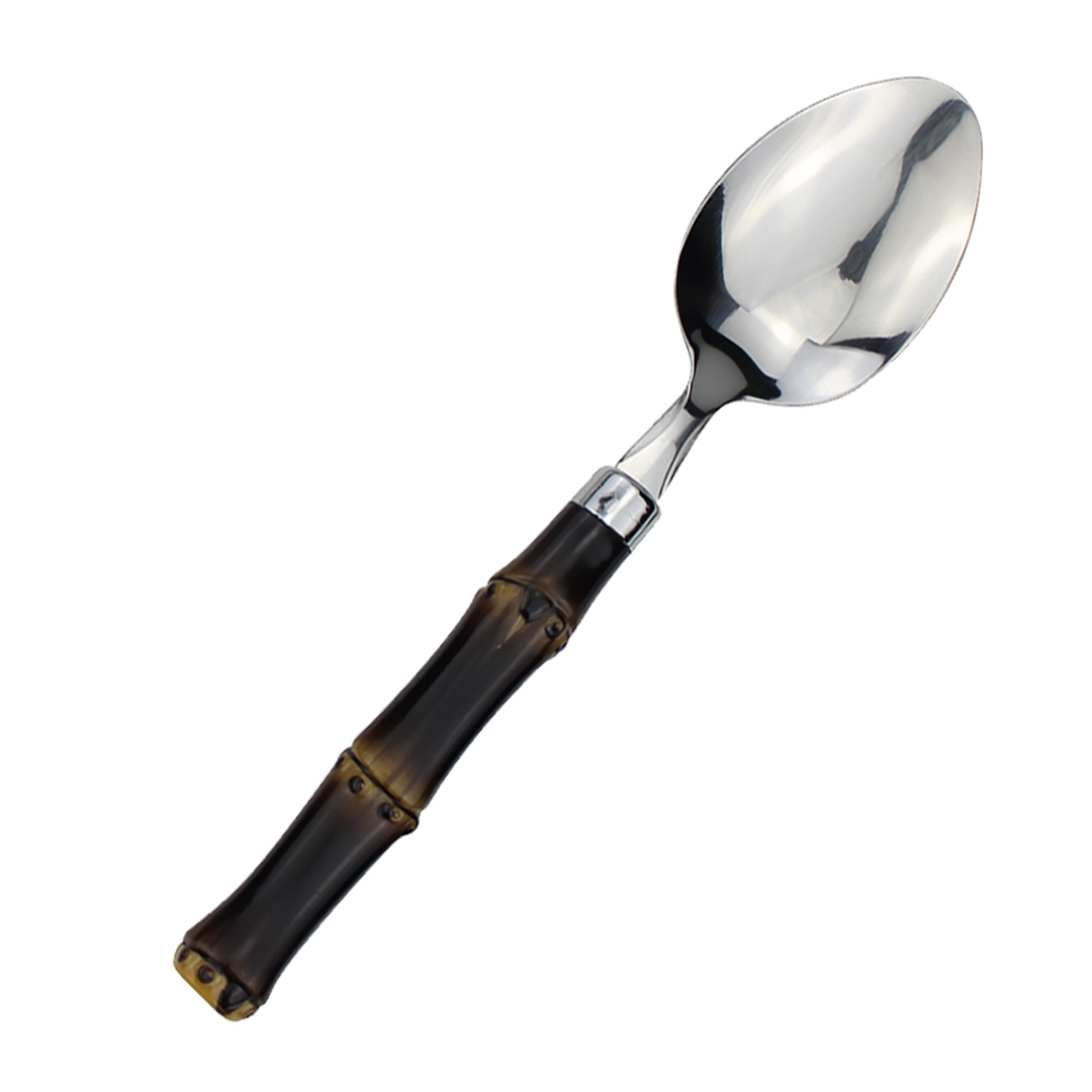 Fotografia para o produto Faqueiro com 24 peças em aço inox com cabo estilo bambu escuro