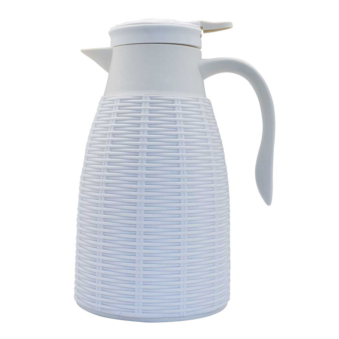 Imagem ilustrativa para Garrafa térmica revestida em plástico com rattan 1L L18xP14,5xA26,5cm cor branca