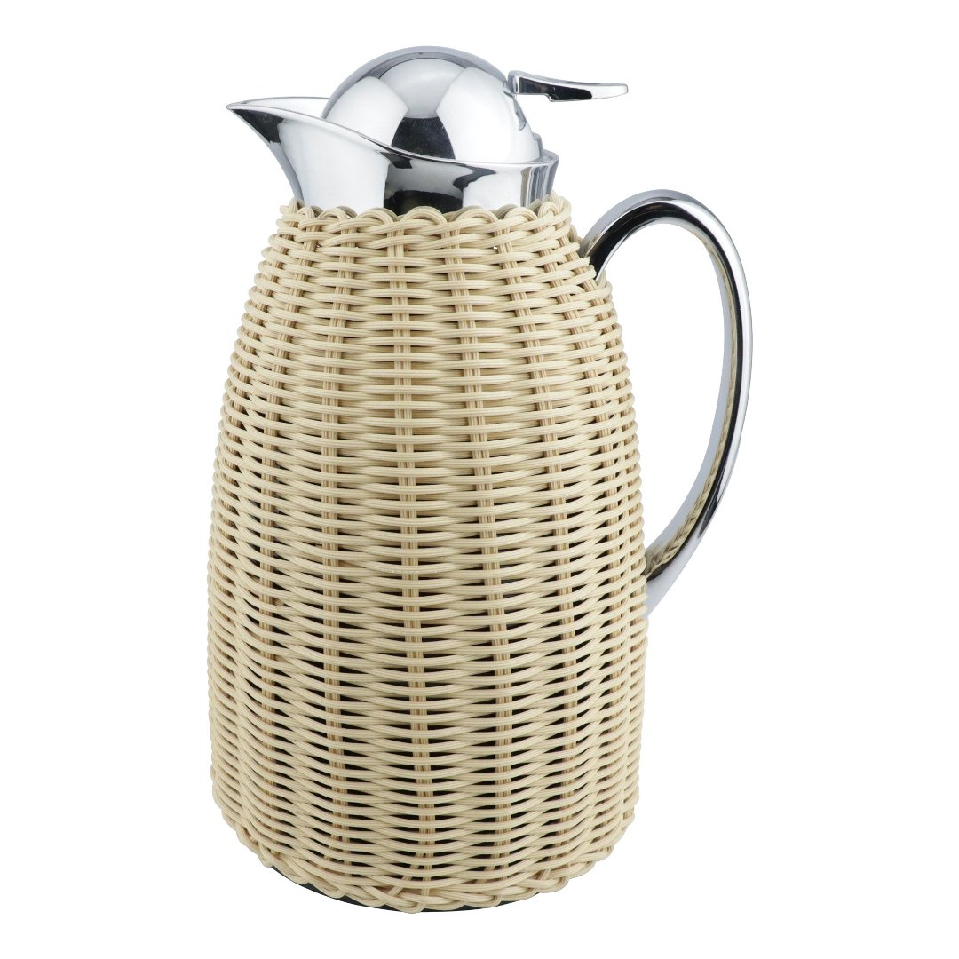 Imagem ilustrativa para Garrafa térmica revestida em plástico com rattan 950ml P16xL18xA26,5cm bege